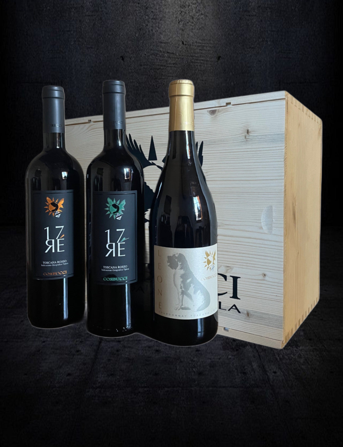 Corbucci Selezione Bianco & Supertuscan – Prestige Wooden Custom Box (3 Bottles)