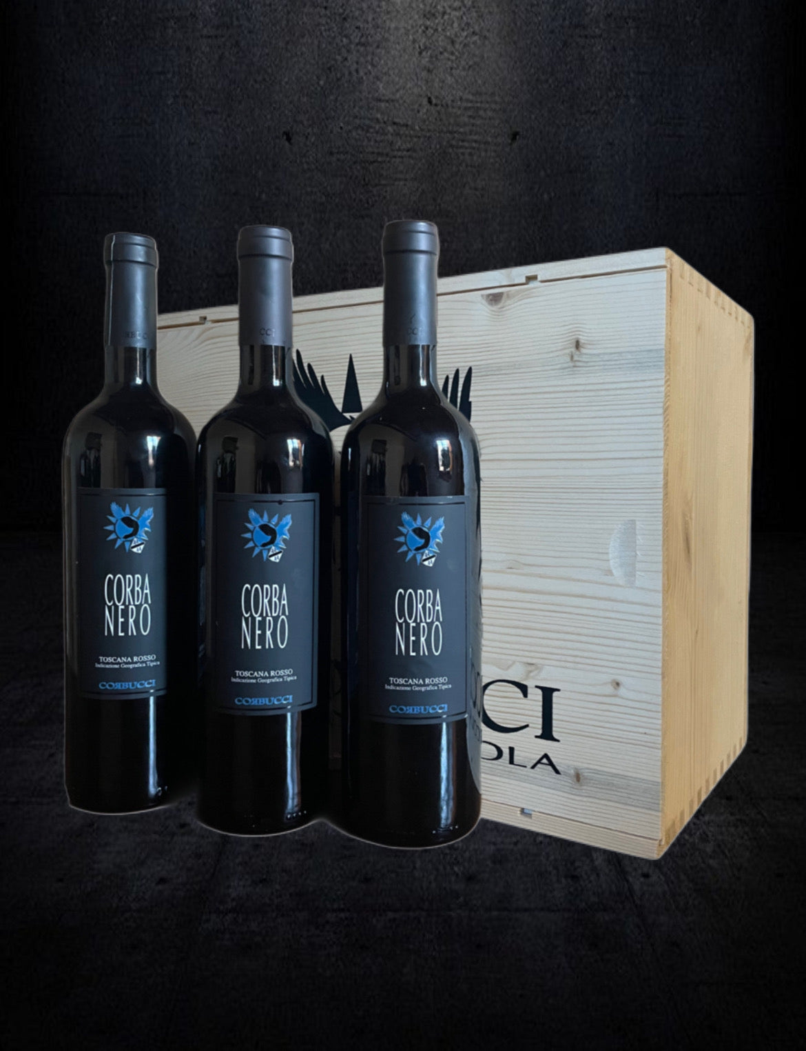 Corbucci Corba Nero – Prestige Wooden Custom Box (3 Bottles) | Supertuscan IGT