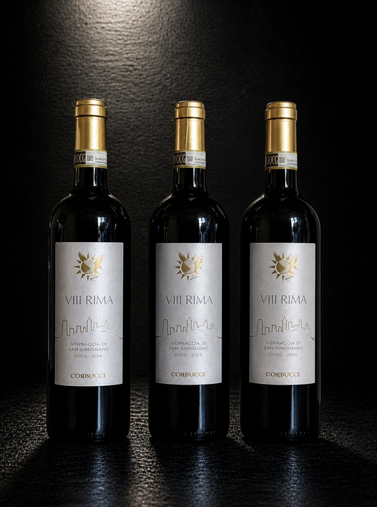Corbucci Ottava Rima 2024 – Prestige Wooden Custom Box (3 Bottles) | Vernaccia di San Gimignano