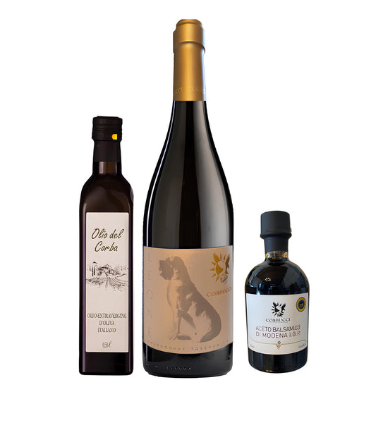 Italian Gourmet Gift Set – Leone Wine, Extra Virgin Olive Oil & Balsamic Vinegar of Modena IGP